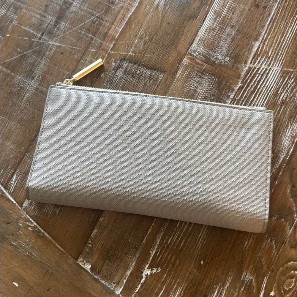 Dagne Dover Vegan Leather Taupe Bifold Slim Wallet Clutch in Bleeker Blush.
